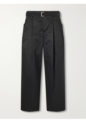 Sacai - Wide-Leg Cotton Chinos - Men - Black - 1