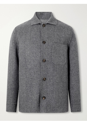 Eleventy - Reversible Herringbone Wool and Cashmere-Blend Overshirt - Men - Gray - IT 46