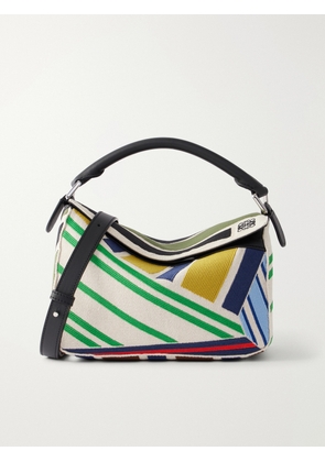 LOEWE - Puzzle Edge Small Leather-Trimmed Embroidered Canvas Messenger Bag - Men - Multi