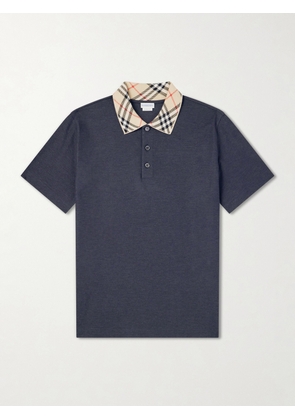 Burberry - Checked Cotton-Piqué Polo Shirt - Men - Gray - S