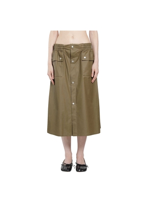 Coated Cotton Midi Skirt