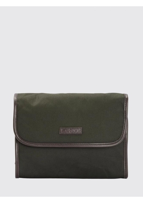 BARBOUR Water-Repellent Waxed Cotton Travel Wash Bag with Leather Trim