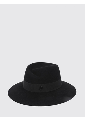 MAISON MICHEL Virginie Wide-Brim Rabbit Felt Hat with Logo Detail