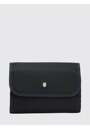 BARBOUR Blue Waxed Cotton Water-Repellent Travel Wash Bag with Leather Trim