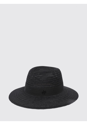 MAISON MICHEL Virginie Black Hemp Hat with Medium Brim