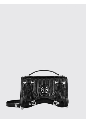 PHILIPP PLEIN Matelassé Leather Handbag with Hexagon Logo and Studs