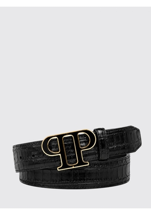 PHILIPP PLEIN Croc-Embossed Calfskin Belt with Monogram Buckle