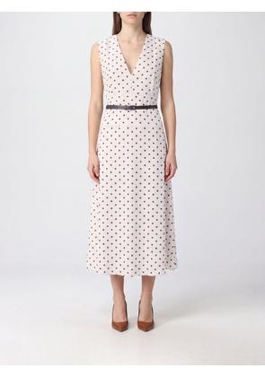 PAROSH Polka Dot Silk Crêpe de Chine Midi Dress P. A.R. O.S. H. with V-Neck