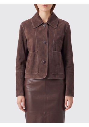 PAROSH Short Suede Leather Jacket P. A.R. O.S. H. with Patch Pockets