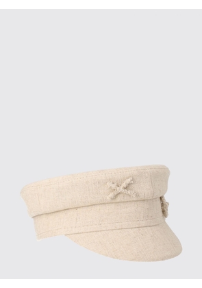 RUSLAN BAGINSKIY Beige Linen Baker Boy Hat with Visor and Tone-on-Tone Logo