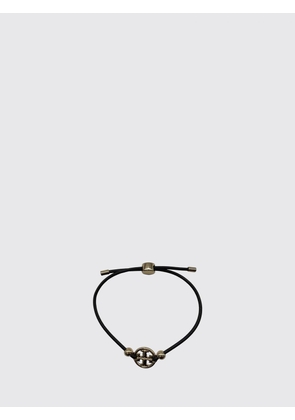 TORY BURCH Leather and Brass Bracelet with Double T Logo and Crystal