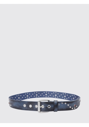 OUR LEGACY Leather Belt with Metal Eyelets and Abstract Embroidery