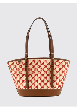 GUCCI Raffia Shoulder Bag with Embroidered GG Monogram and Double Handles