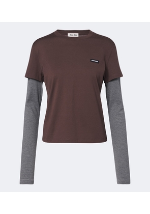 Miu Miu Layered cotton jersey T-shirt