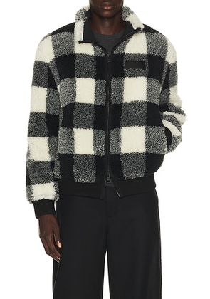 Givenchy Gingham Fleece Blouson in Black & White - Black. Size L (also in S, M, XL/1X, XXL/2X).