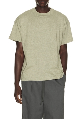 Fear of God ESSENTIALS Tee in Seal Heather - Green. Size XXXL/3X (also in L, M, S, XL/1X, XS, XXL/2X).