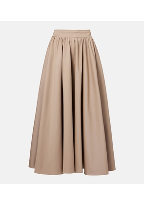 Patou Gathered cotton gabardine midi skirt