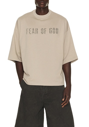 Fear of God ESSENTIALS Merch Tee in Seal - Grey. Size L (also in XS, S, M, XL/1X, XXXL/3X).