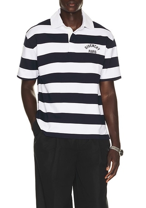Givenchy Rugby Stripe Short Sleeve Polo in White & Navy - White. Size L (also in S, M, XL/1X).