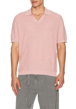 Theory Brenan Pacific Linen Polo in Chalk Pink - Blush. Size M (also in S, L, XL/1X, XXL/2X).