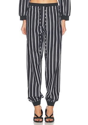 THE ATTICO Striped Poplin Pant in White & Navy Blue - Navy. Size 44 (also in 36, 38, 40, 42).