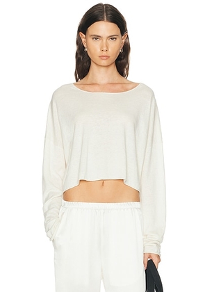 Eterne Cropped Boatneck Top in Ivory - Ivory. Size M/L (also in ).