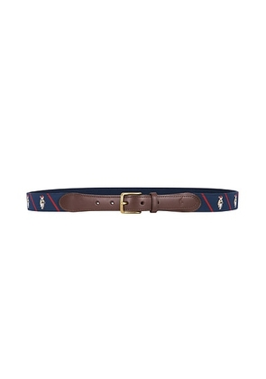 Polo Ralph Lauren Ribbon & Leather Seasonal Bear Belt in Navy Multi - Navy. Size 42 (also in 40).