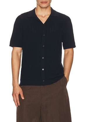Theory Camp Collar Shirt in Baltic - Navy. Size S (also in M, L, XL/1X, XXL/2X).