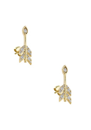Sydney Evan Marquise Protective Eye Arrow Stud Earrings in Gold - Metallic Gold. Size all.
