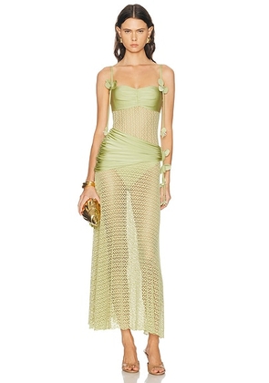 PatBO Petal Sheen Flower Applique Beach Dress in Green - Green. Size L (also in ).