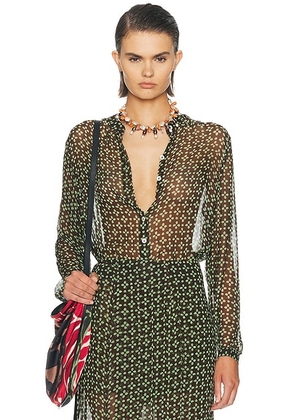 CHAN LUU Button Up Top in Espresso - Multi. Size all.