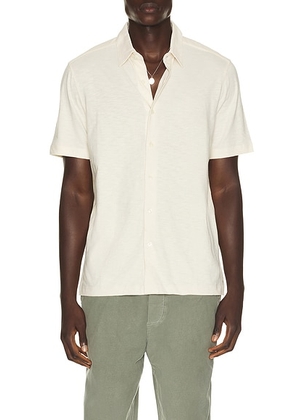 Theory Noran Short Sleeve Shirt in Seashell - Cream. Size XXL/2X (also in S, M, L, XL/1X).