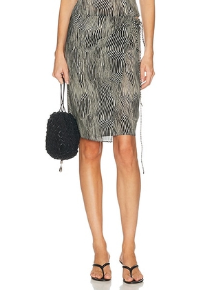 St. Agni Savannah Silk Wrap Skirt in Sand - Black & White. Size XS/S (also in M/L).