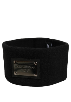 Dolce & Gabbana Men Black Cashmere Logo Plaque Head Band One Size Hat