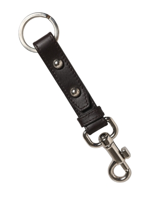 Dolce & Gabbana Black Plain Leather Silver Brass Keyring Holder Keychain
