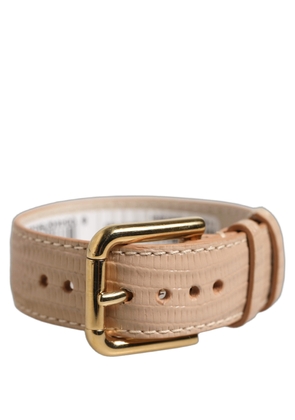 Dolce & Gabbana Beige Textured Leather Gold Buckle Belt Strap Bracelet