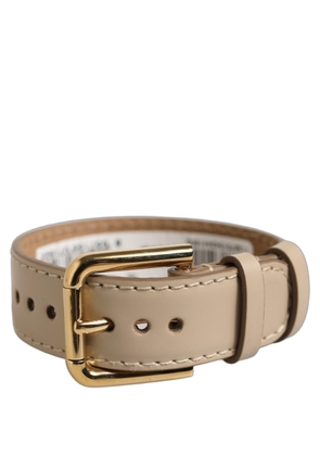 Dolce & Gabbana Beige Calfskin Leather Gold Buckle Belt Strap Bracelet