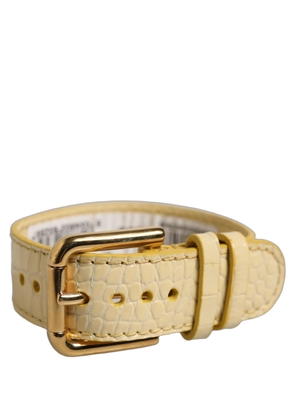 Dolce & Gabbana Beige Embossed Leather Gold Buckle Belt Strap Bracelet