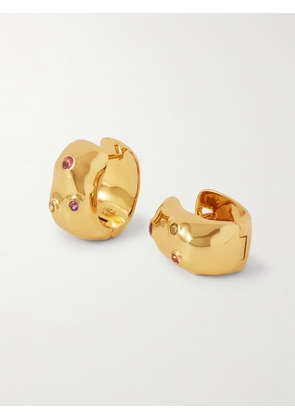 PACHAREE - Jahn Gold-plated Multi-stone Hoop Earrings - One size