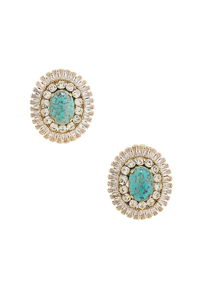 Anton Heunis Stud With Clip Oval Earrings in Teal.