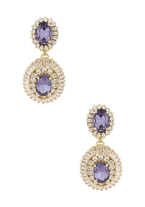 Anton Heunis Omega Clasp Oval Disc Chandeliers Earrings in Purple.
