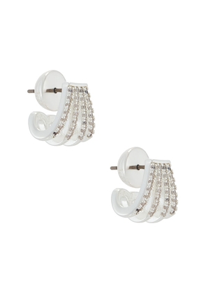 Ettika Glisten Wing Pave Earrings in Metallic Silver.