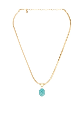Ettika Turquoise Pendant Snake Chain in Metallic Gold.
