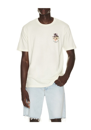 Brixton x Burger She Wrote Tee in White. Size S. Also in M, L, XL/1X.