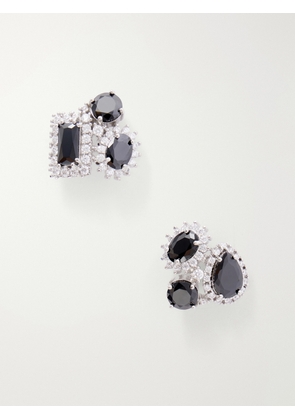 Maison Margiela - Cluster Embellished Silver-tone Earrings - Black - One size