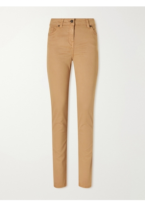 Purdey - Cotton, Lyocell And Silk-blend Skinny-leg Pants - Brown - UK 6,UK 8,UK 10,UK 12,UK 14,UK 16