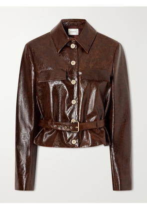 Sportmax - Canditi Cropped Belted Coated-cotton Jacket - Brown - UK 6,UK 8,UK 10,UK 12,UK 14,UK 16