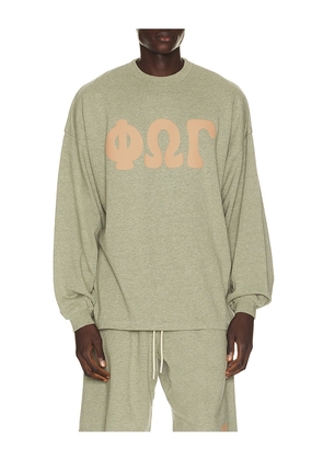 Fear of God ESSENTIALS Merch Long Sleeve Tee in Grey. Size XS. Also in S, M, L, XL/1X, XXL/2X, XXXL/3X.