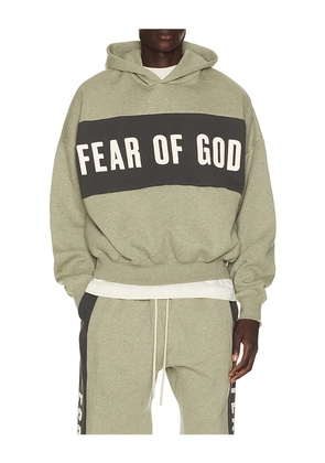 Fear of God ESSENTIALS Cropped Relaxed Panelled Hoodie in Grey. Size XS. Also in S, M, L, XL/1X, XXL/2X, XXXL/3X.