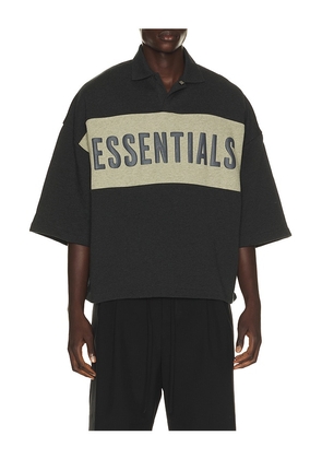 Fear of God ESSENTIALS Panelled Crop Polo in Grey. Size XS. Also in S, M, L, XL/1X, XXL/2X, XXXL/3X.